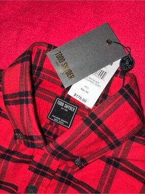 Todd Snyder Red and Black Plaid Flannel Shirt